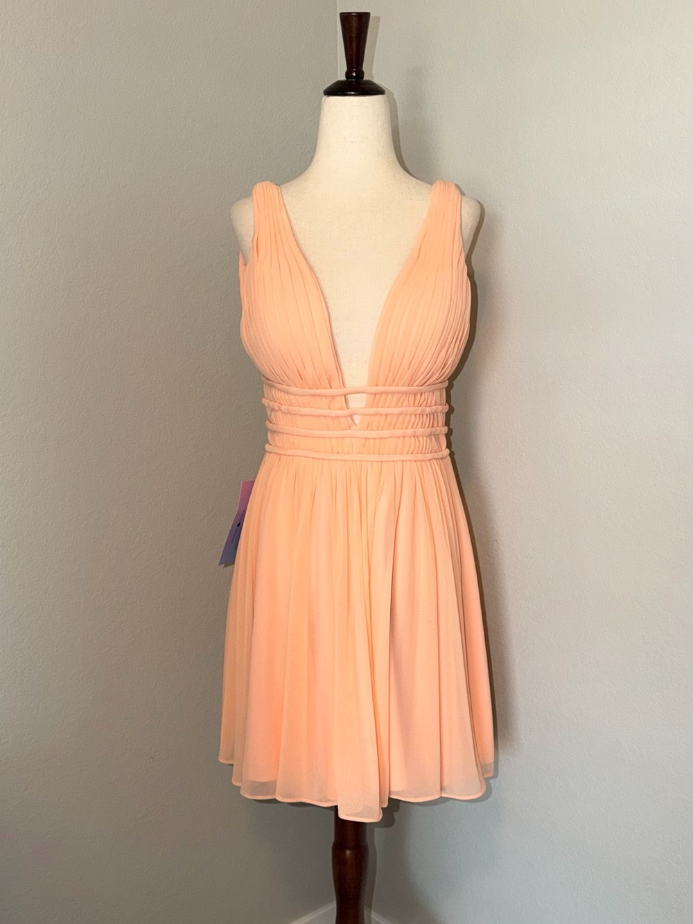 JVN by Jovani Chiffon Pleated Homecoming Cocktail Dress Blush NWT Size 6